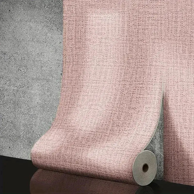 Foam wall panel roll by Simples Market, pink linen-textured PVC, 50cm wide, self-adhesive