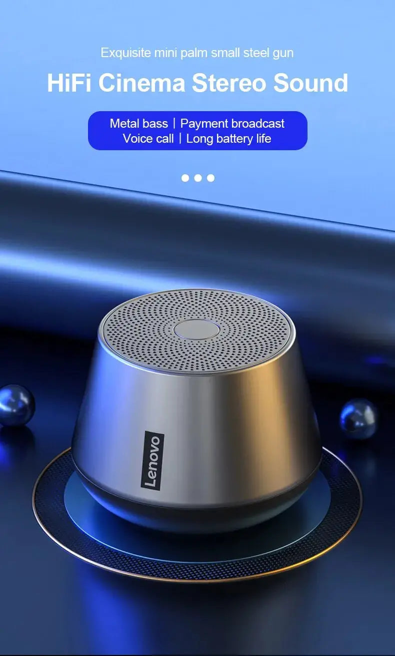 Lenovo K3 Pro Bluetooth speaker with metallic silver finish, portable outdoor loudspeaker