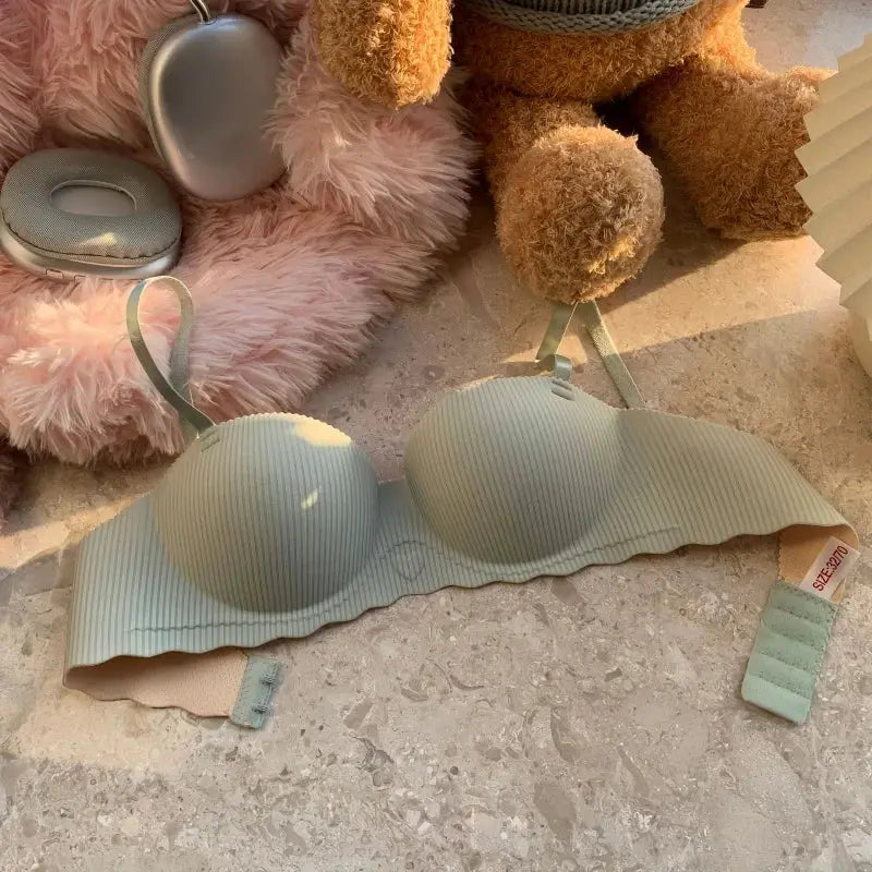 Sexy Push-Up Seamless Bralette ribbed mint green, non-wire half-cup underwear