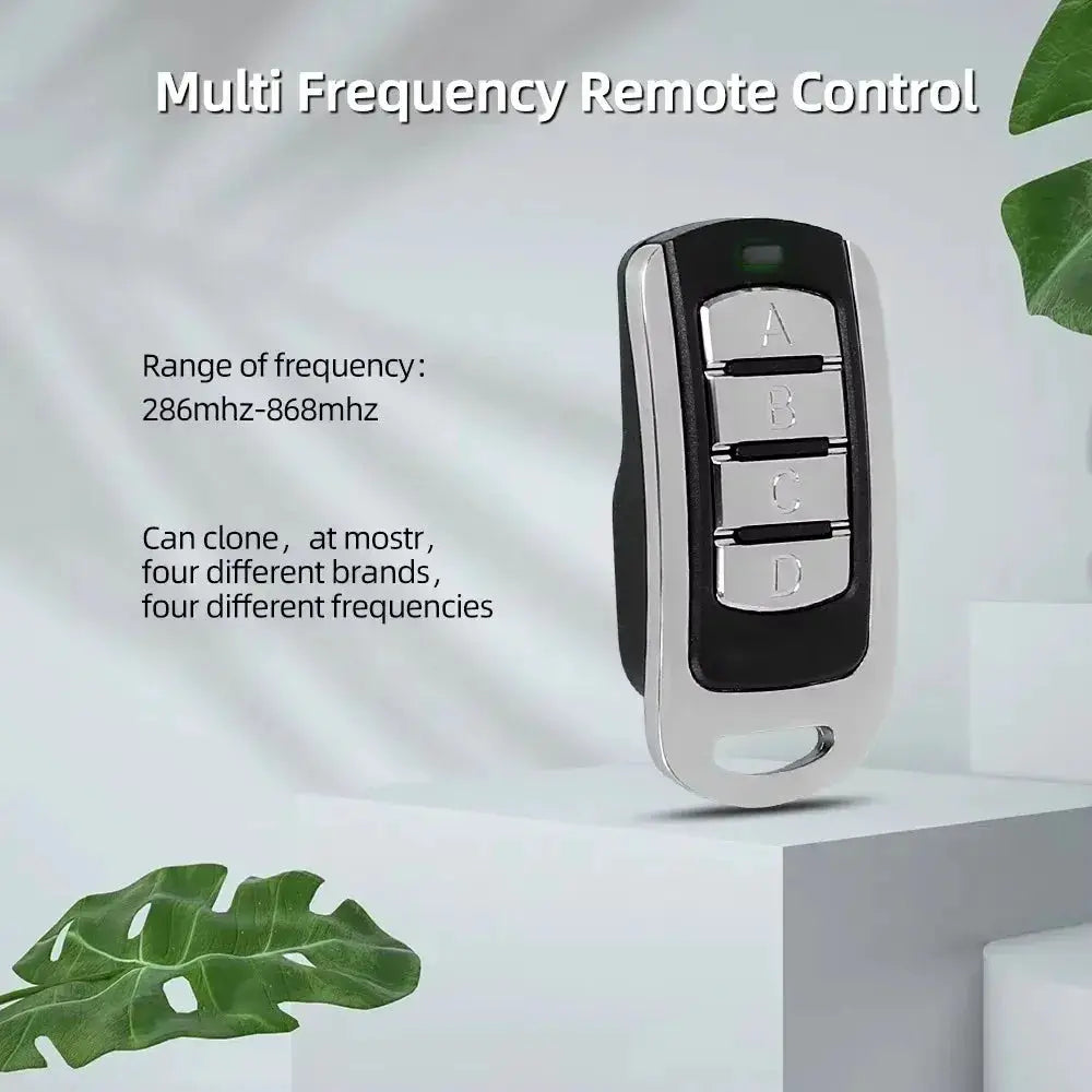 4-button multi-frequency remote key fob (black/silver) by Simples Market, 286–868 MHz