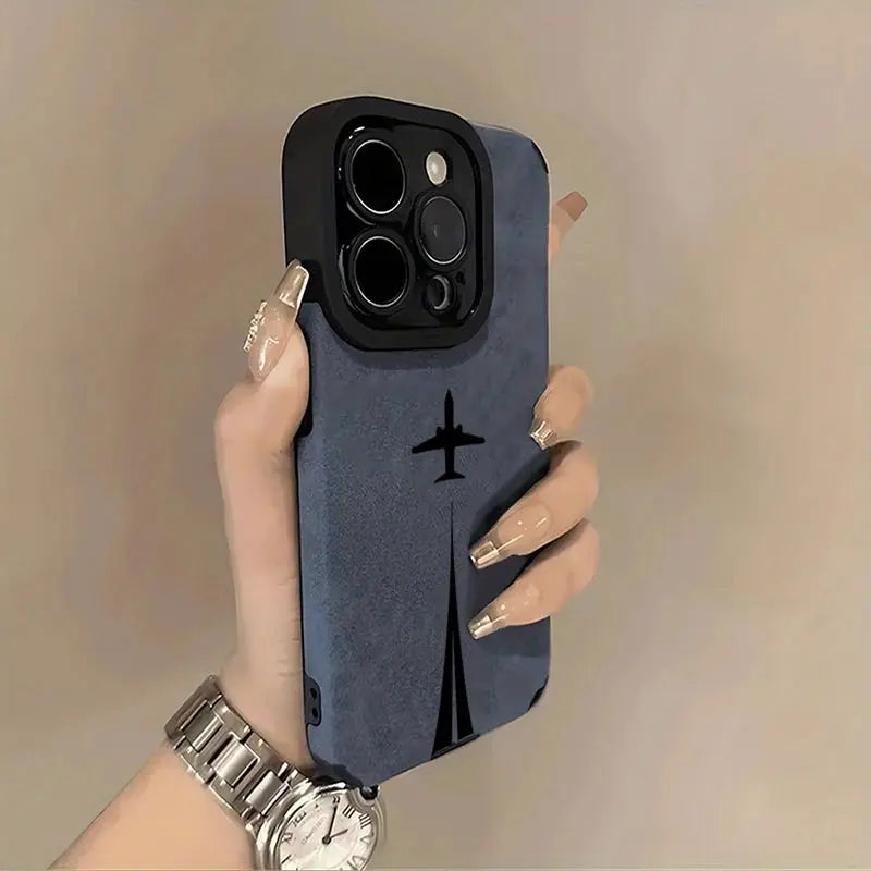 Phone case Simples Market luxury matte leather silicone for iPhone blue-gray