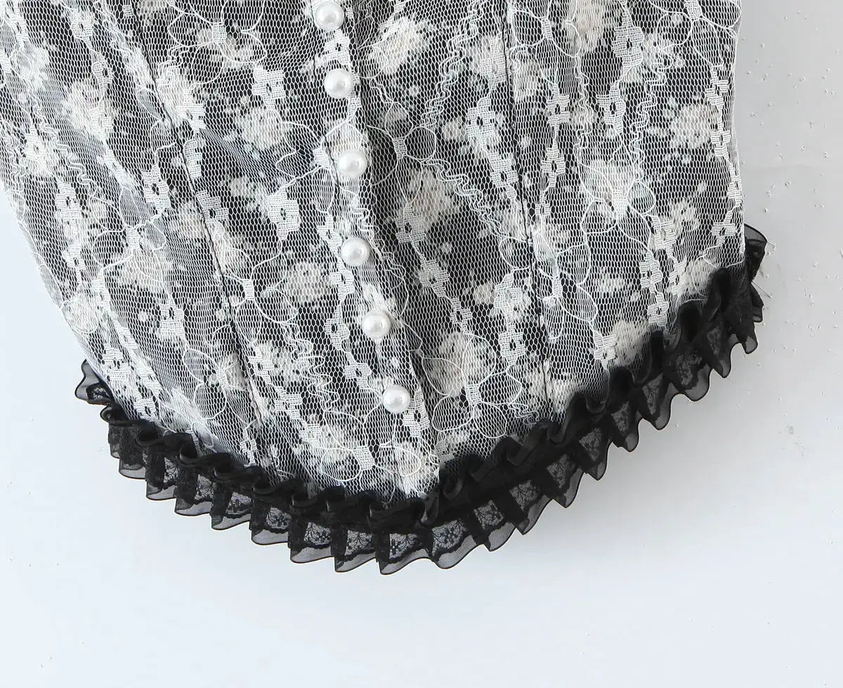 Womens Camisole Summer Lace Floral Ruffle Tank Top Built In Chest Pad No Steel Ring For Layering