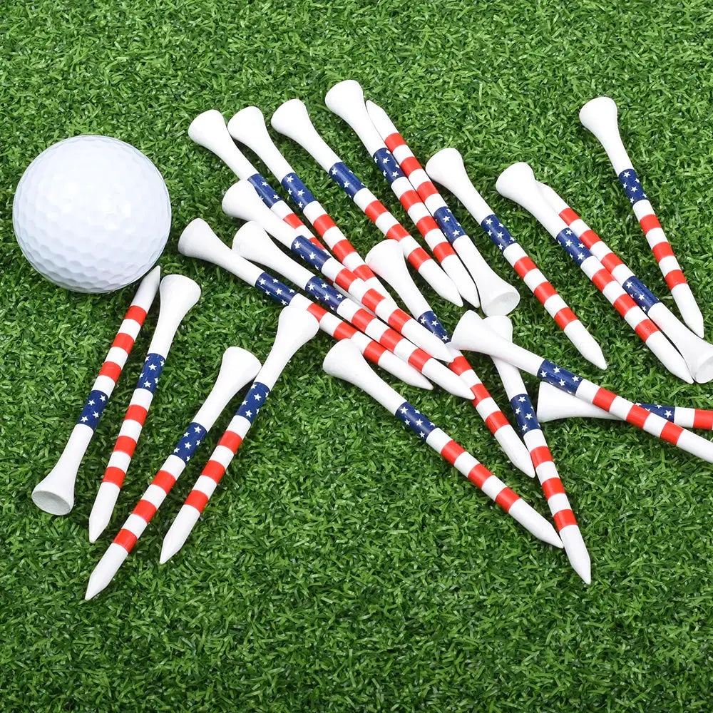 50 Pcs American Flag Bamboo Golf Tees Set Durable Eco Friendly Practice Tees Two Lengths Included