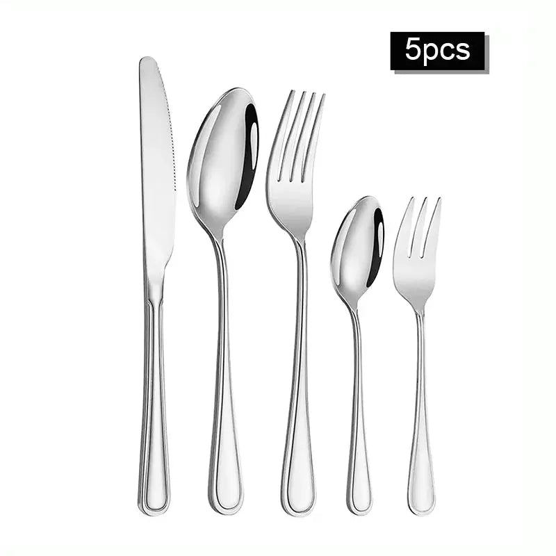 Stainless Steel Cutlery Set 6 Or 30 Pieces Steak Knife Fork Dessert Spoon High End For Restaurants And Hotels