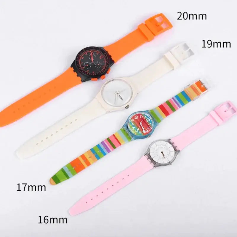 Swatch Compatible Silicone Watch Band 16mm 17mm 19mm 20mm Waterproof Colorful Rubber Strap For Men And Women