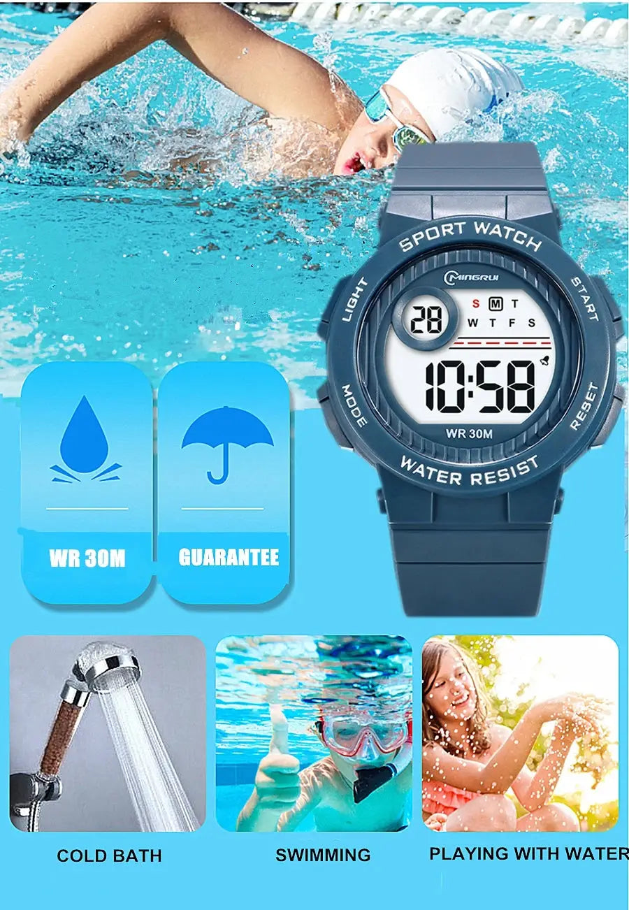 OHSEN Kids Sport Watch Pink 30M Waterproof Digital Wristwatch With Stopwatch And Durable Silicone Band