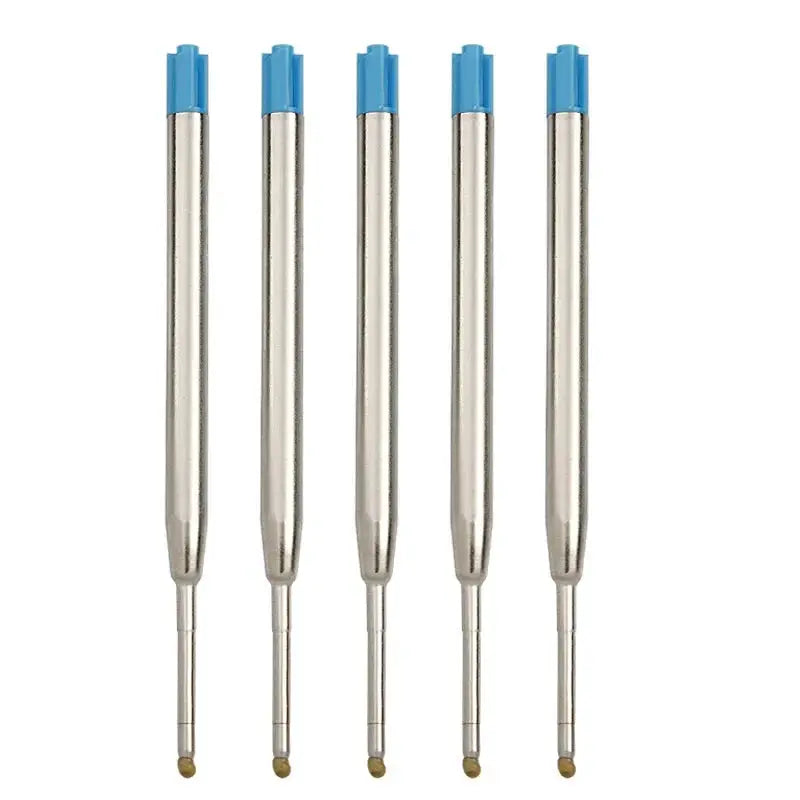 Five blue-tipped Parker ballpoint refills, 3.9 cm length