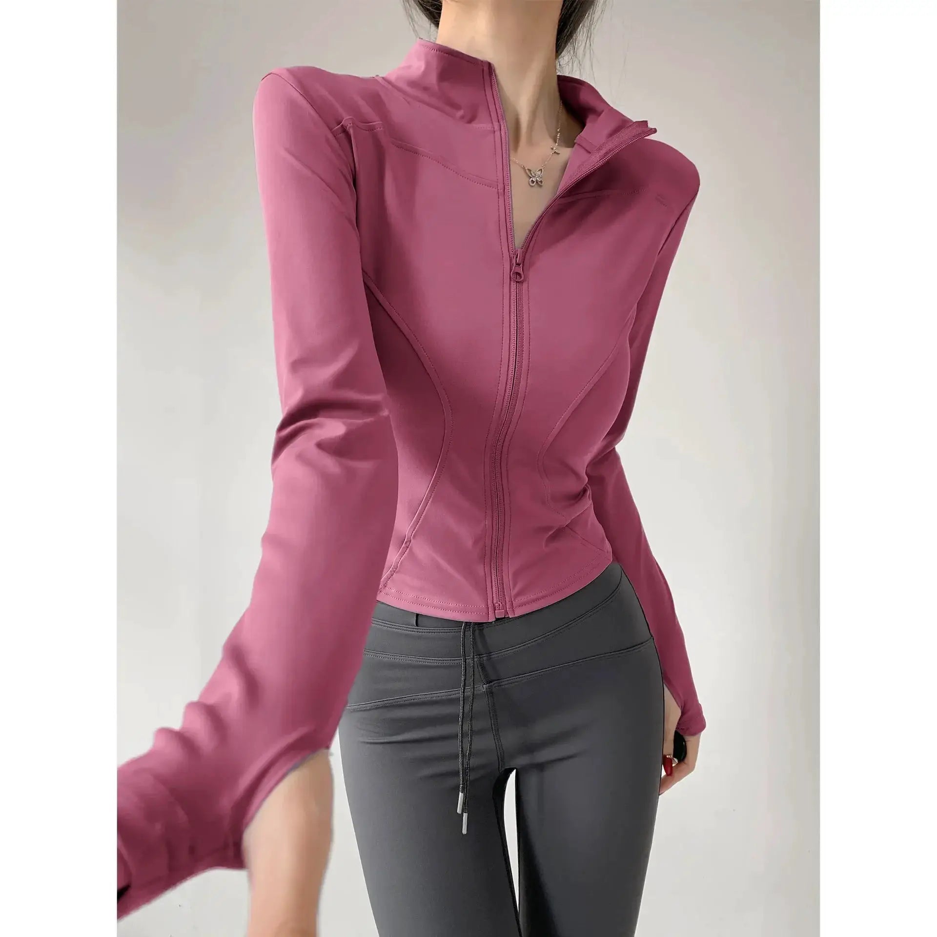 Sun Quick Drying Womens Sports Coat Slim Fit Yoga Jacket With Full Length Zipper For Running And Fitness