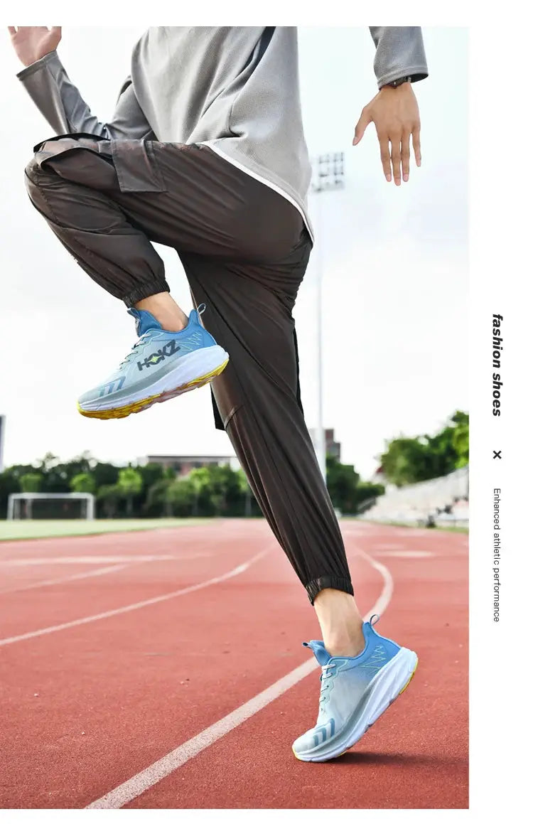 Men's Classic Cushion Running Shoes by Simples Market; light blue breathable mesh with cushioned sole.