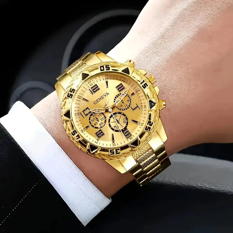 TimelyWear Vintage Watch Set 2 Piece Mens Quartz Watches Stainless Steel Case Casual And Business Style