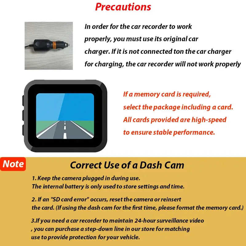 Simples Market dash cam with IR night vision, 1080P, 3-camera system and 2-inch IPS display