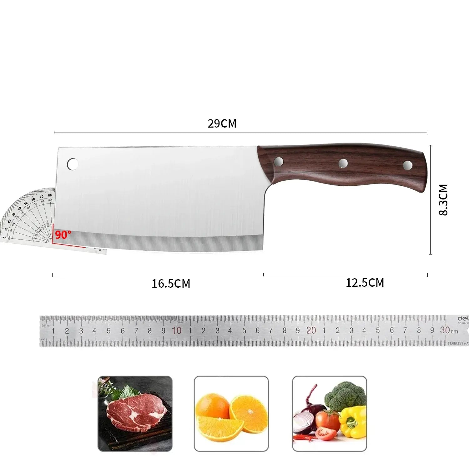 ChefForge Multi Function Kitchen Cleaver With Sharp Durable Stainless Steel Blade For Precision Slicing And Chopping