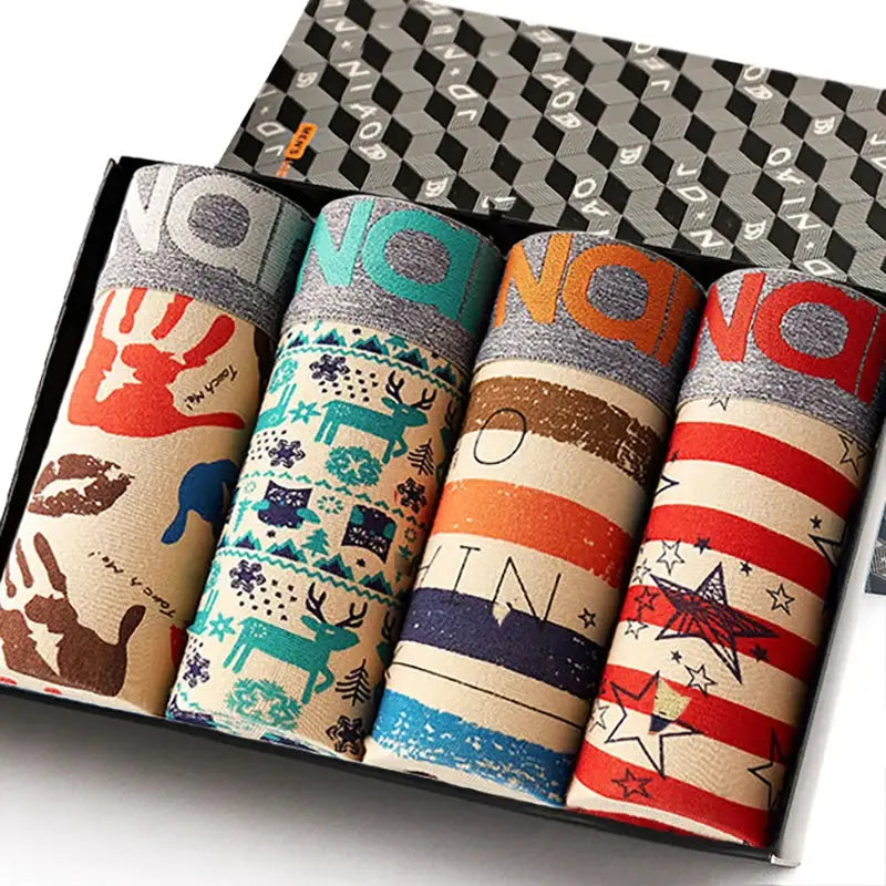 4-pack Simples Market men's cotton boxer shorts with festive and patriotic patterns