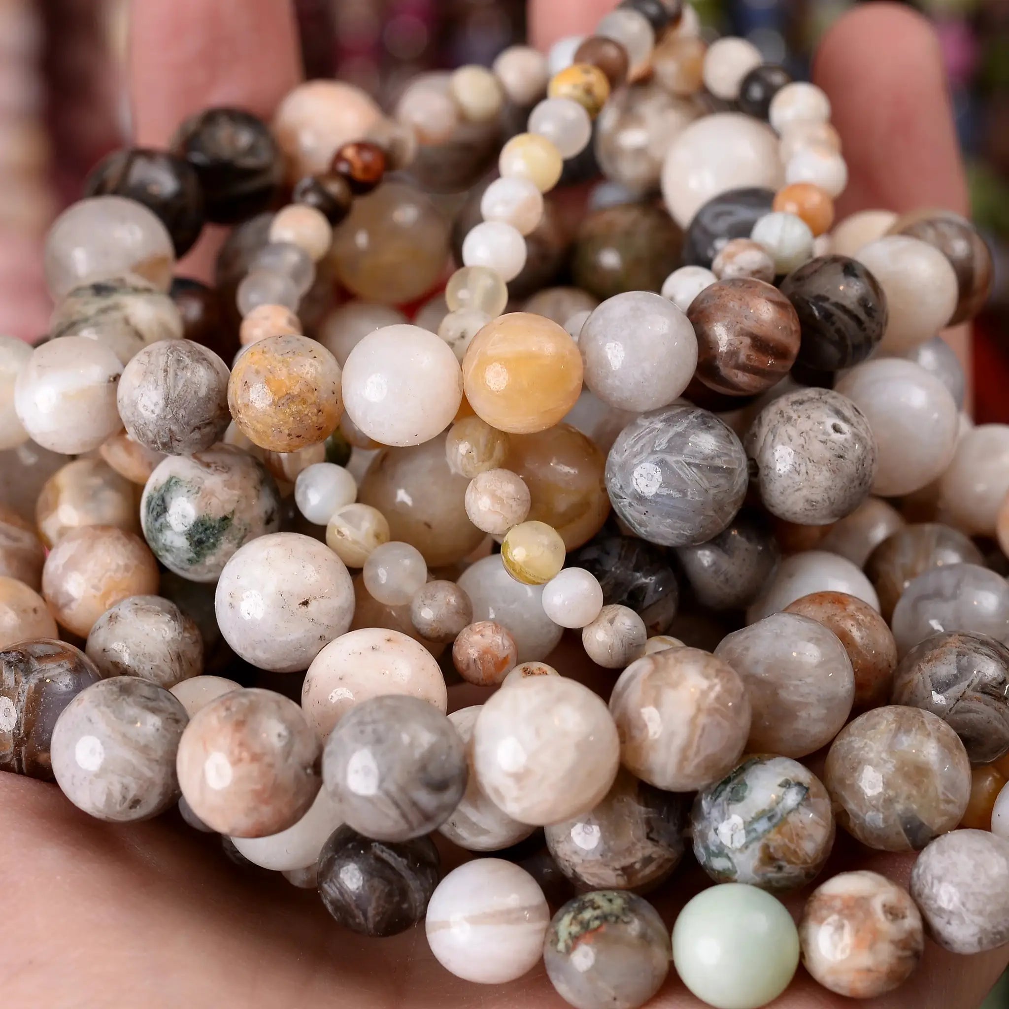 Natural Stone Beads Lava Jaspers Tiger Eye Quartz Agates Round Loose Beads 4 To 12mm For Jewelry Making DIY Bracelets