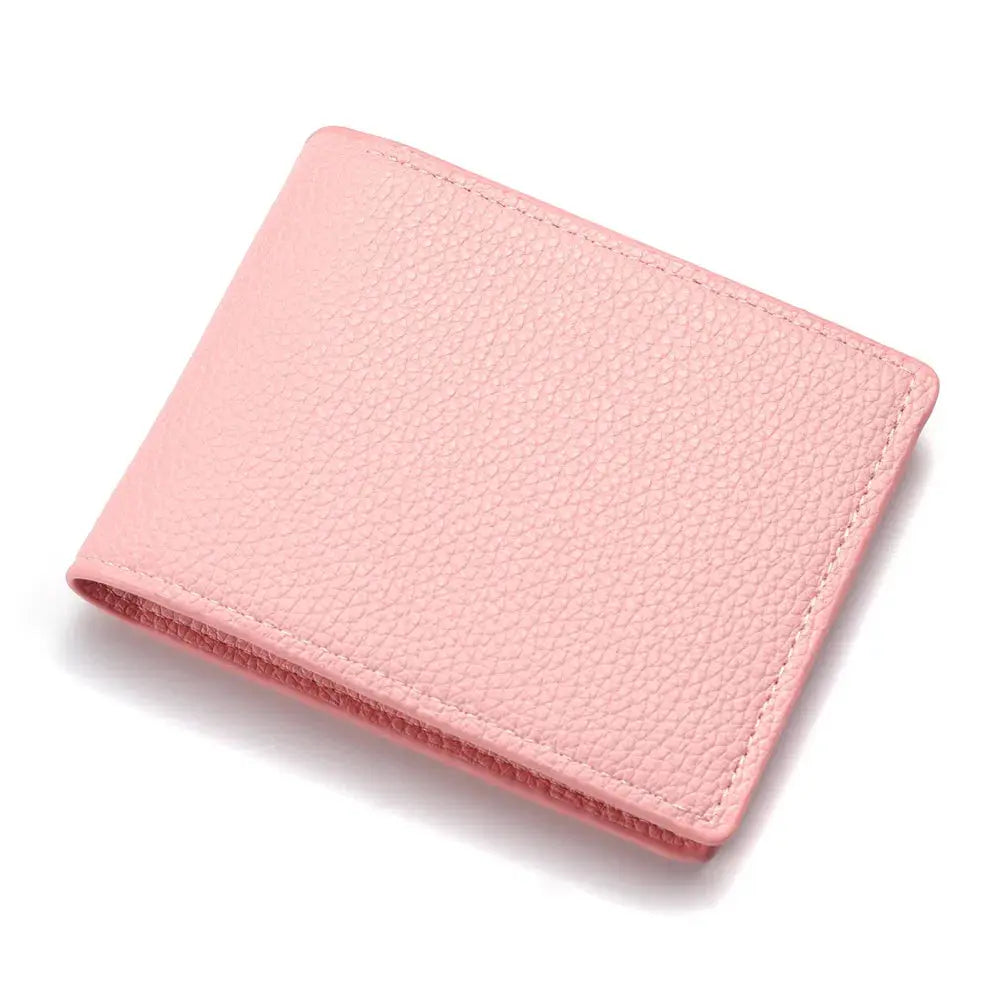 Wallet in pink pebbled leather, lightweight and compact