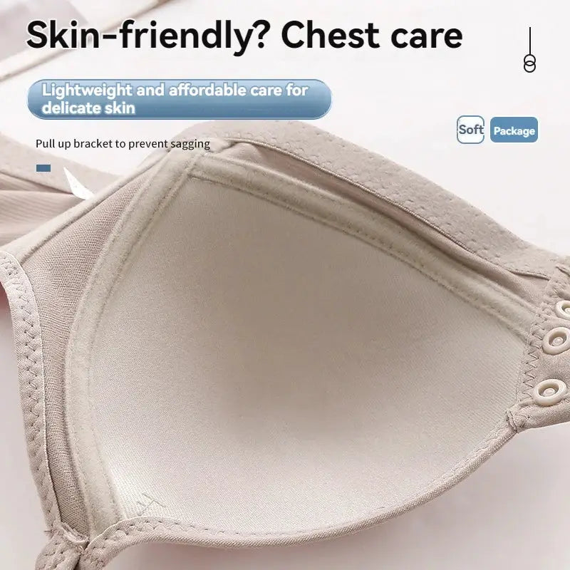 Women's beige push-up bra from Simples Market, large size, breathable thin cup, adjustable straps.