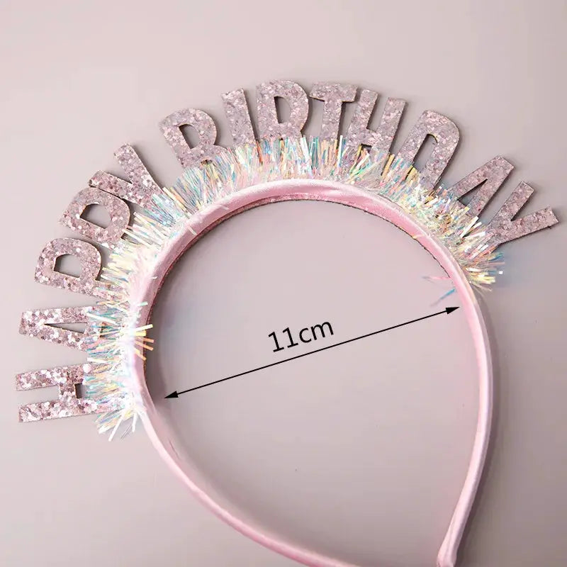Glitter Happy Birthday Sequin Headband Birthday Decoration for Kids and Adults Pink Silver Blue Headbands