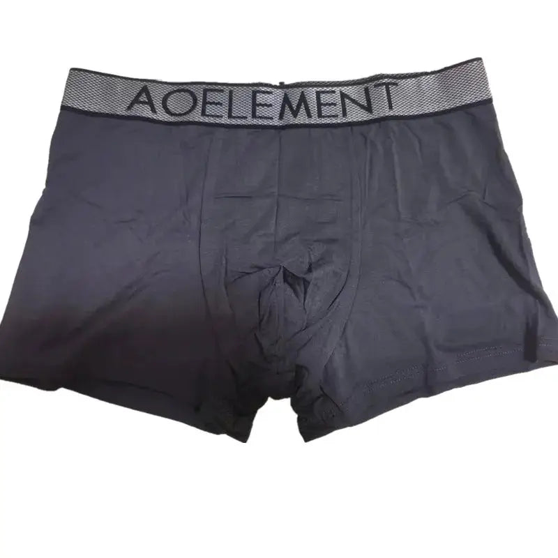 Men's boxer briefs in charcoal gray with AOElement waistband; breathable modal fabric