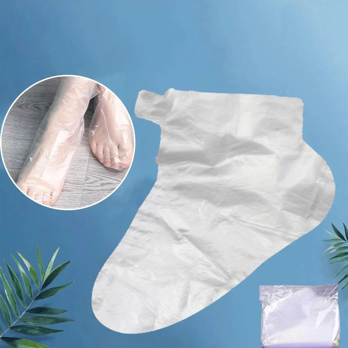100 Pcs Disposable Foot Mask Covers Transparent Waterproof Plastic for Paraffin Treatments and Foot Care