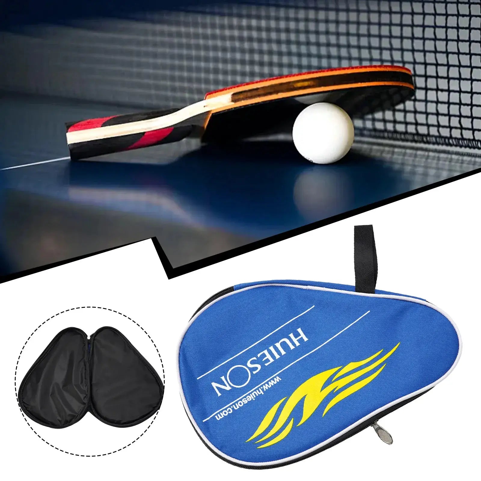 One Piece 30x20cm Table Tennis Racket Bag Black Blue Oxford Cloth Racket Case For Paddle Balls Storage