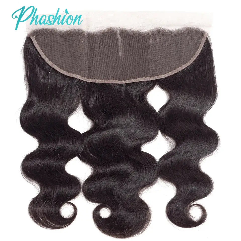Phashion three bundles body-wave lace frontal hair extensions in natural black, Remy 100% human hair