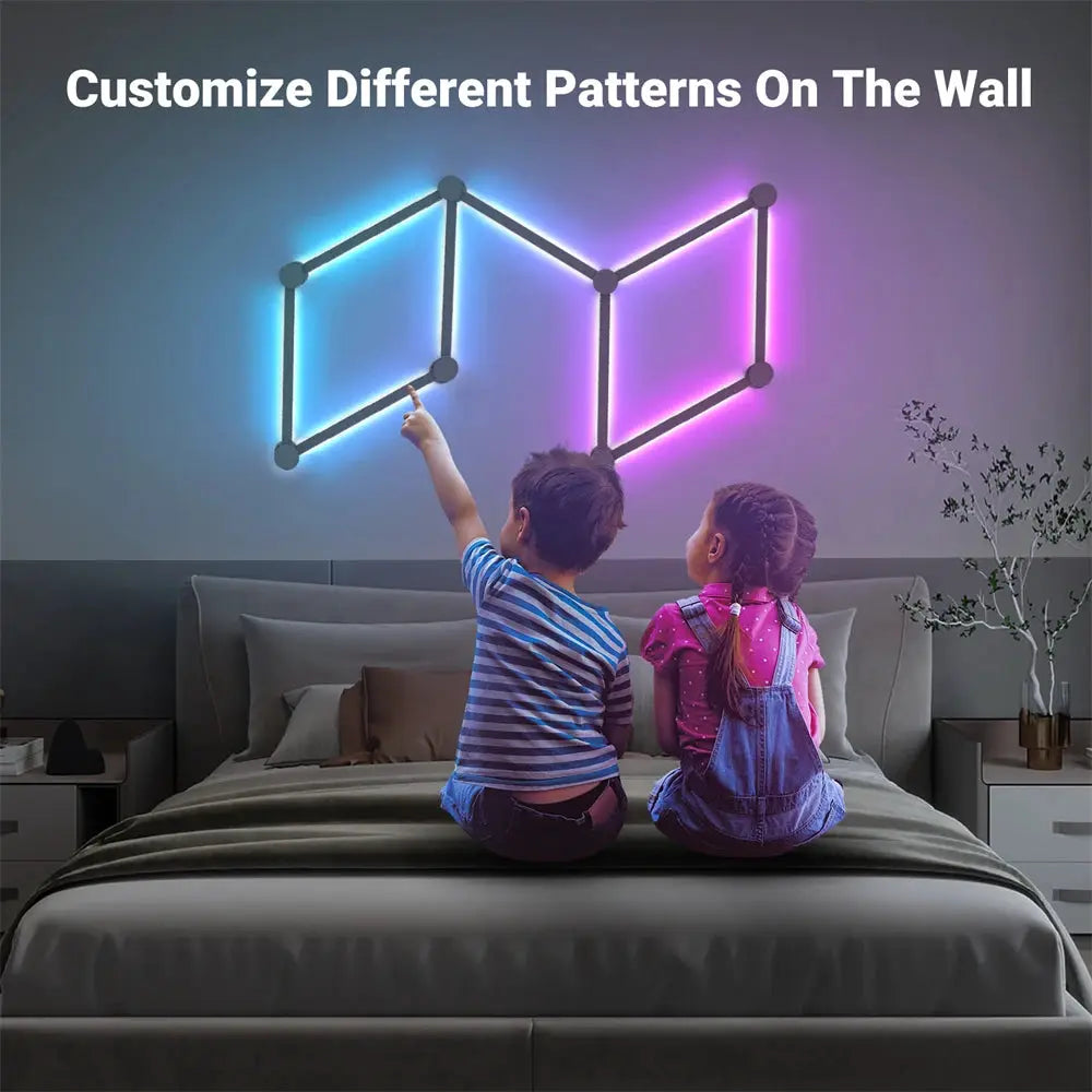 Simples Market Splicing Light RGB smart wall lamp with voice control, modular LED panels over bed