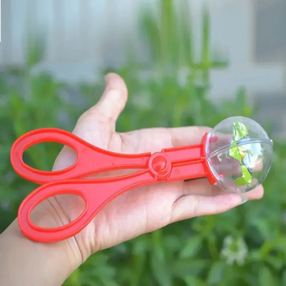 Color Bubble Large Bead Clip insect catching tool with red scissors-style grips