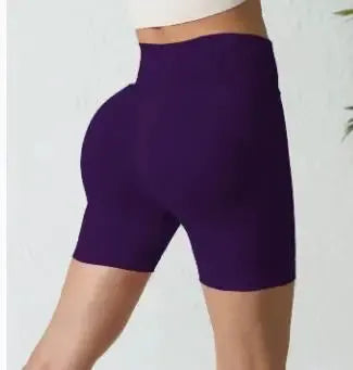 Simples Market women's seamless high-waist gym shorts, purple for yoga and training