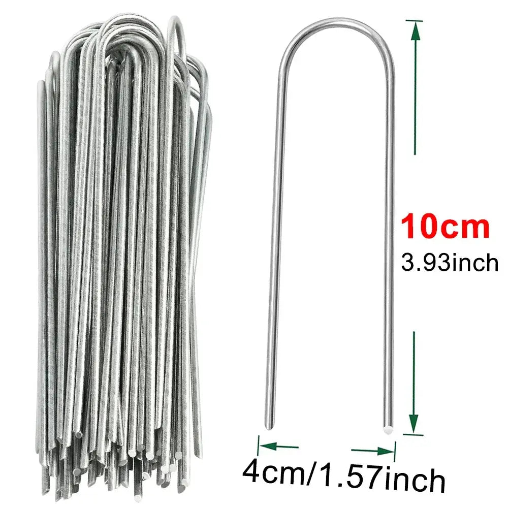 U Type Garden Staples Heavy Duty Fence Stakes Galvanized Lawn Pins Ground Nails For Landscaping