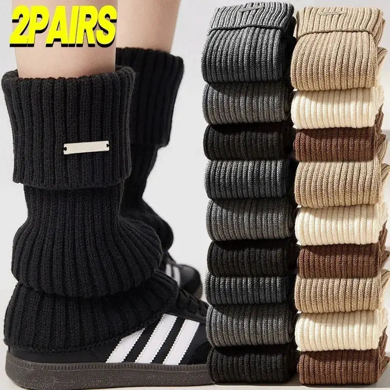 NovaWear Womens Knitted Leg Warmers 2 Pairs Acrylic Material Flexible Length For Cozy Autumn Winter Coverage