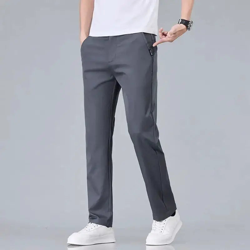Simples Market men's slim-fit stretch cotton casual trousers in gray
