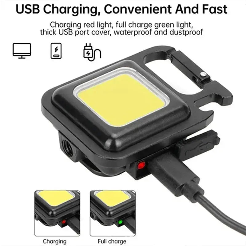 Simples Market black keychain light mini camping flashlight USB rechargeable LED with bright COB pocket lantern