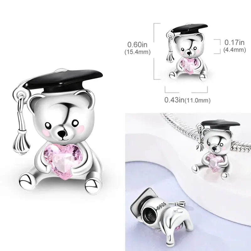 925 Sterling Silver Charms Bead Pink Butterfly Luminous Firefly Dangle Fit Bangle Bracelet Necklace DIY Jewelry
