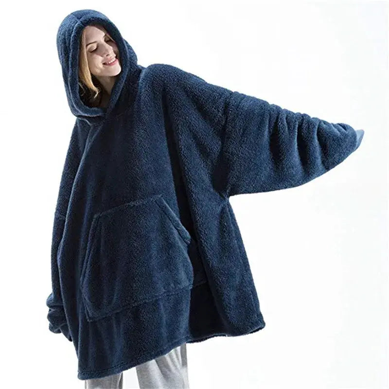 CozyNest Winter Double Faced Fleece Hoodie Blanket Oversized Hoodie With Large Pocket For Women And Men