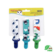 Three Piece Baby Pacifier Clip Set Personalized Cartoon Print Clip Nipple Holder For Baby Safe Plastic Nylon