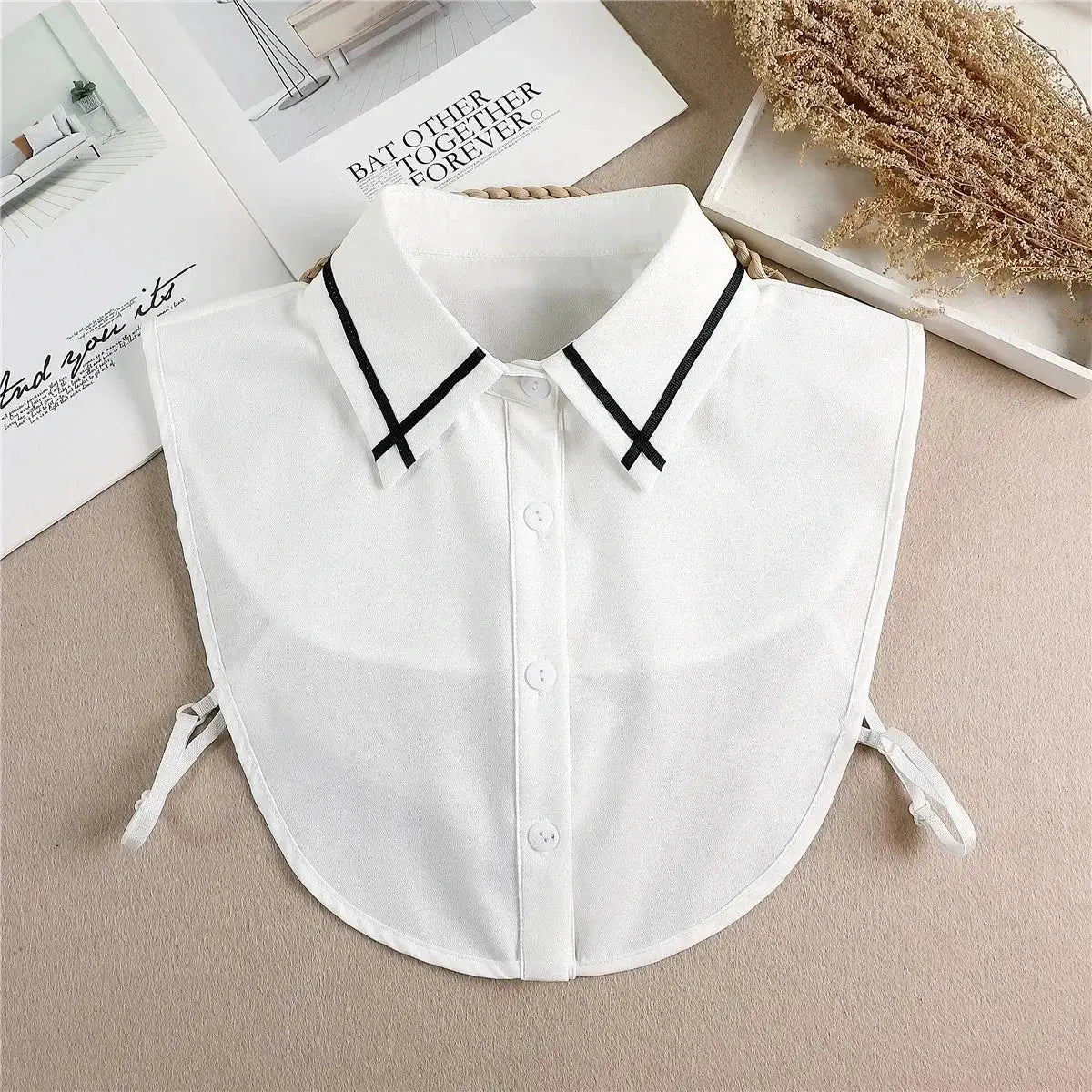 Detachable White Faux Collar With Front Tie For Women And Girls Vintage Lace Blouse Collar