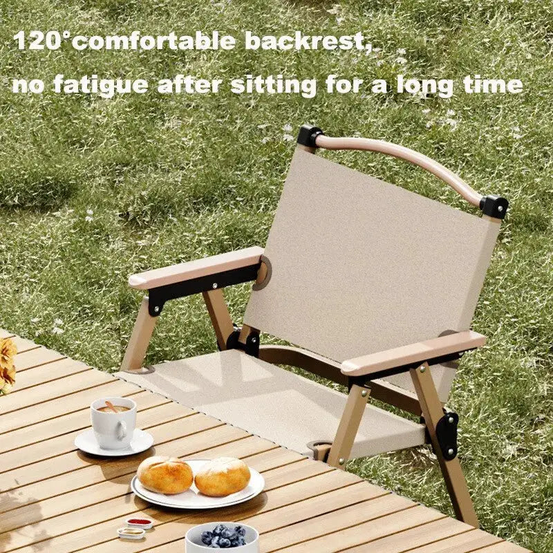 Portable Camping Folding Chair Aluminum Alloy Wood Grain Outdoor Comite Chair 1 Pack Or 2 Pack