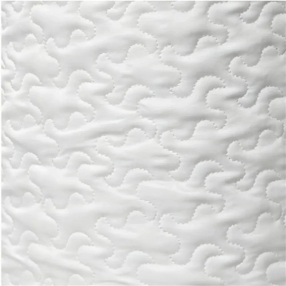 Quilted duffle bag in white fabric pattern for camping travel.