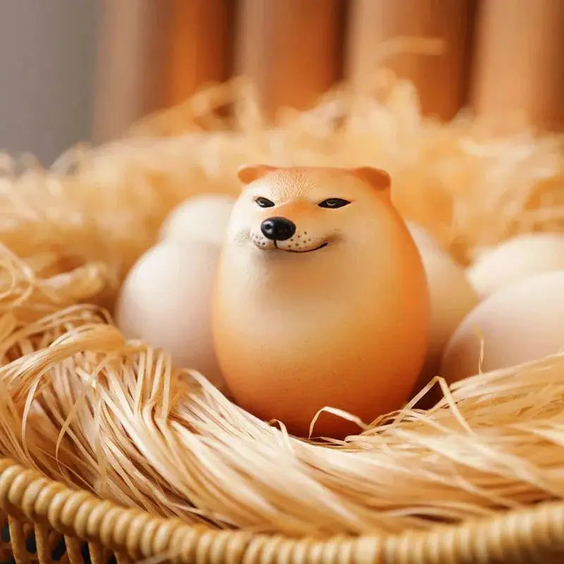 Dog And Egg Shiba Inu Desk Decor Realistic Egg Shape Figurine For Home Office Christmas Gift And Home Decor