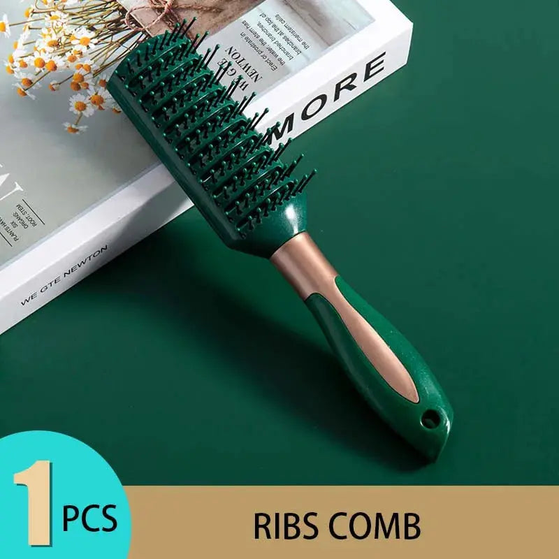 KLINA Hair Massage Air Cushion Comb Brush green oval anti-static scalp hairbrush for detangling and styling