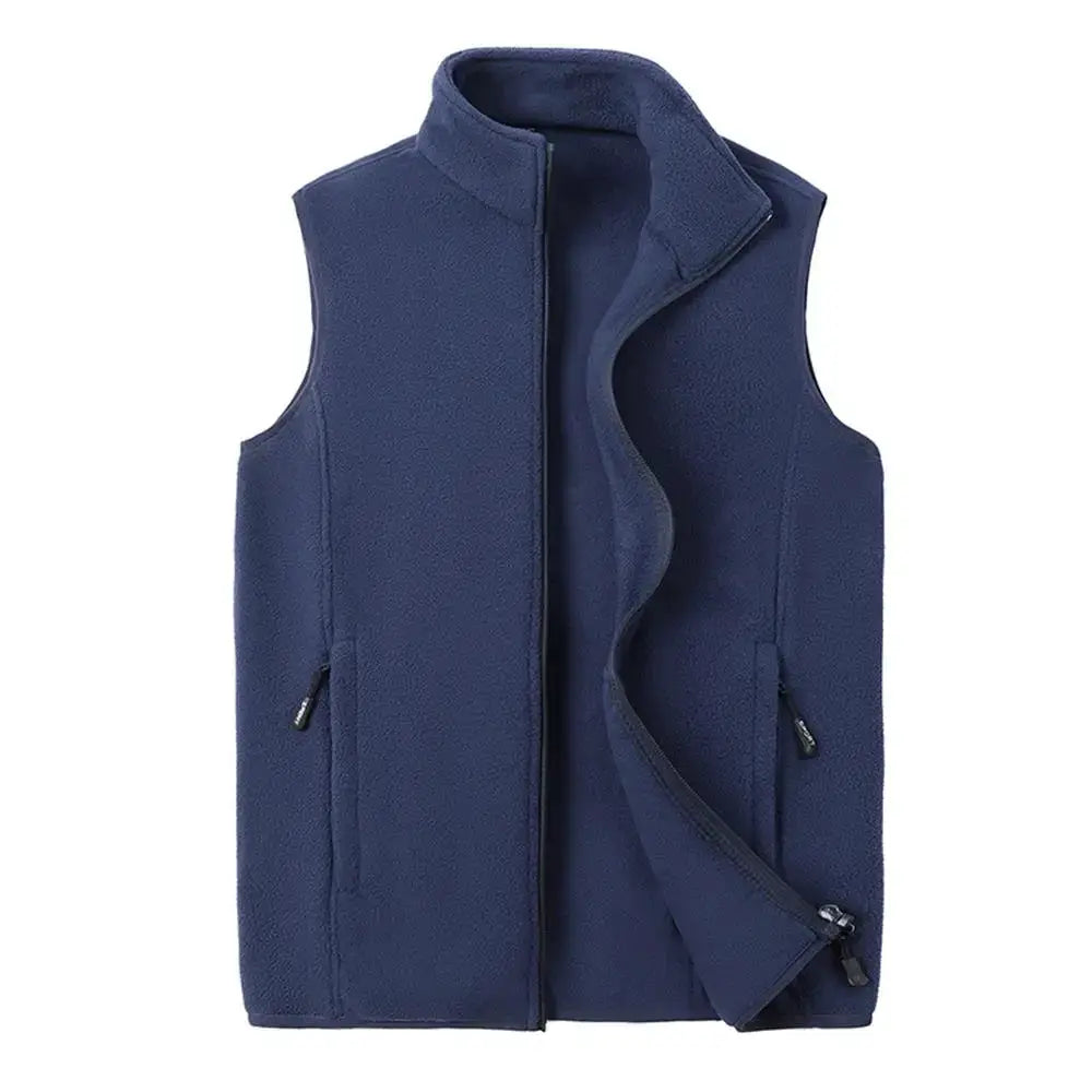 Men's navy fleece waistcoat with zip front by Simples Market