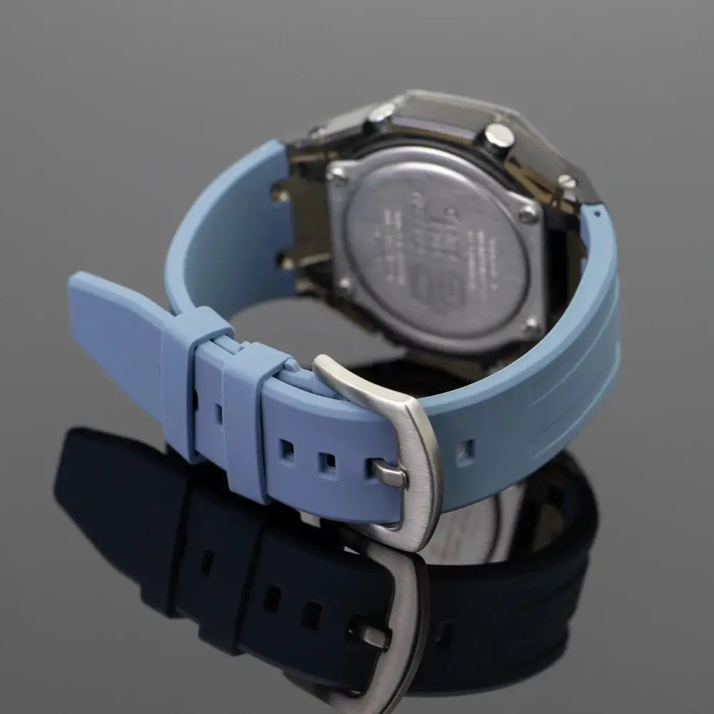 Light blue silicone Casioak GA2100/GA2110 watch strap with metal buckle