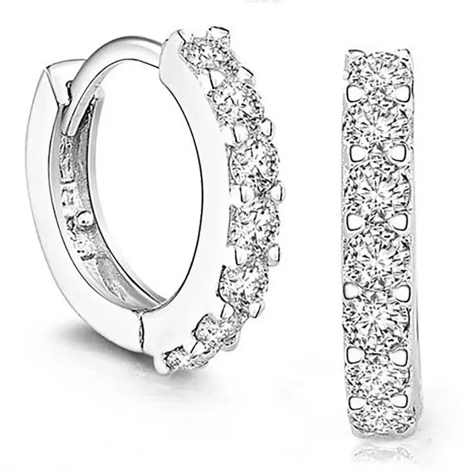 Luxurious Romantic Women's Hoop Earrings Plated Rhinestone Crystal Jewelry Zinc Alloy