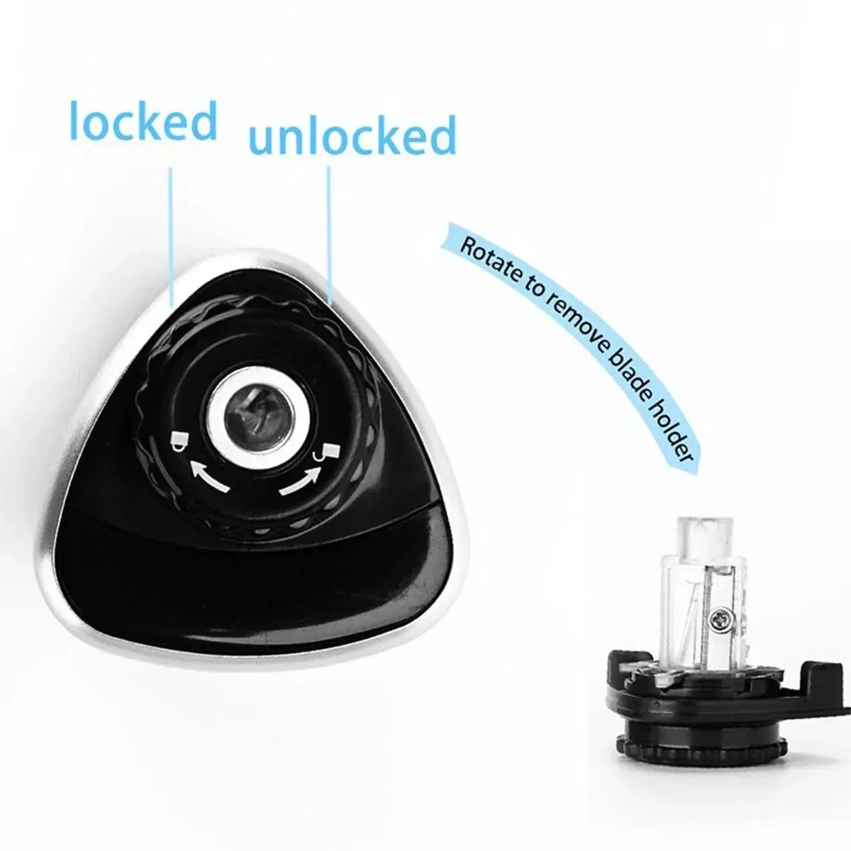 Simples Market electric pencil sharpener desktop automatic, 6-8mm, black triangular housing with lock/unlock dial