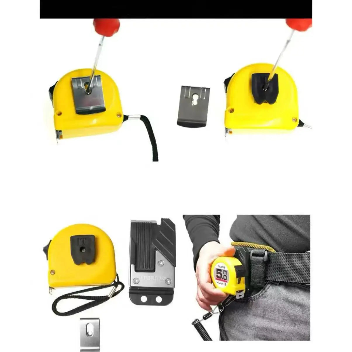 Simples Market quick-release belt tool organizer in yellow for tape measure, hammer and wrench clips