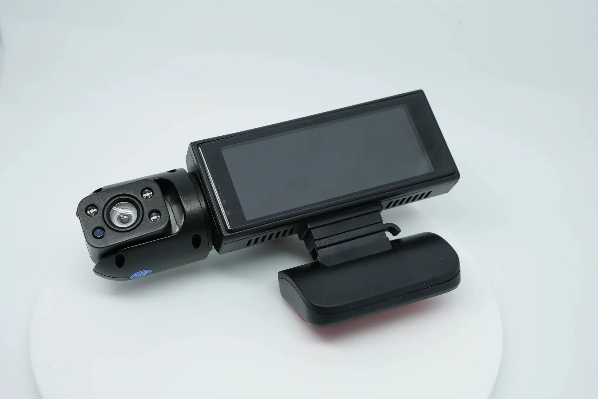 1080P WIFI dual dash cam for cars with front and interior cameras, IR night vision, loop recording, LCD screen, black