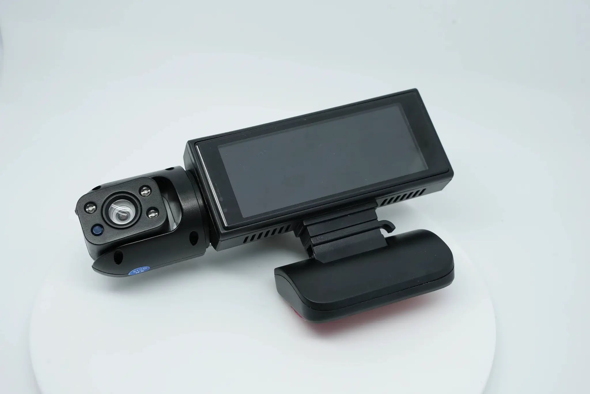 1080P WIFI dual dash cam for cars with front and interior cameras, IR night vision, loop recording, LCD screen, black