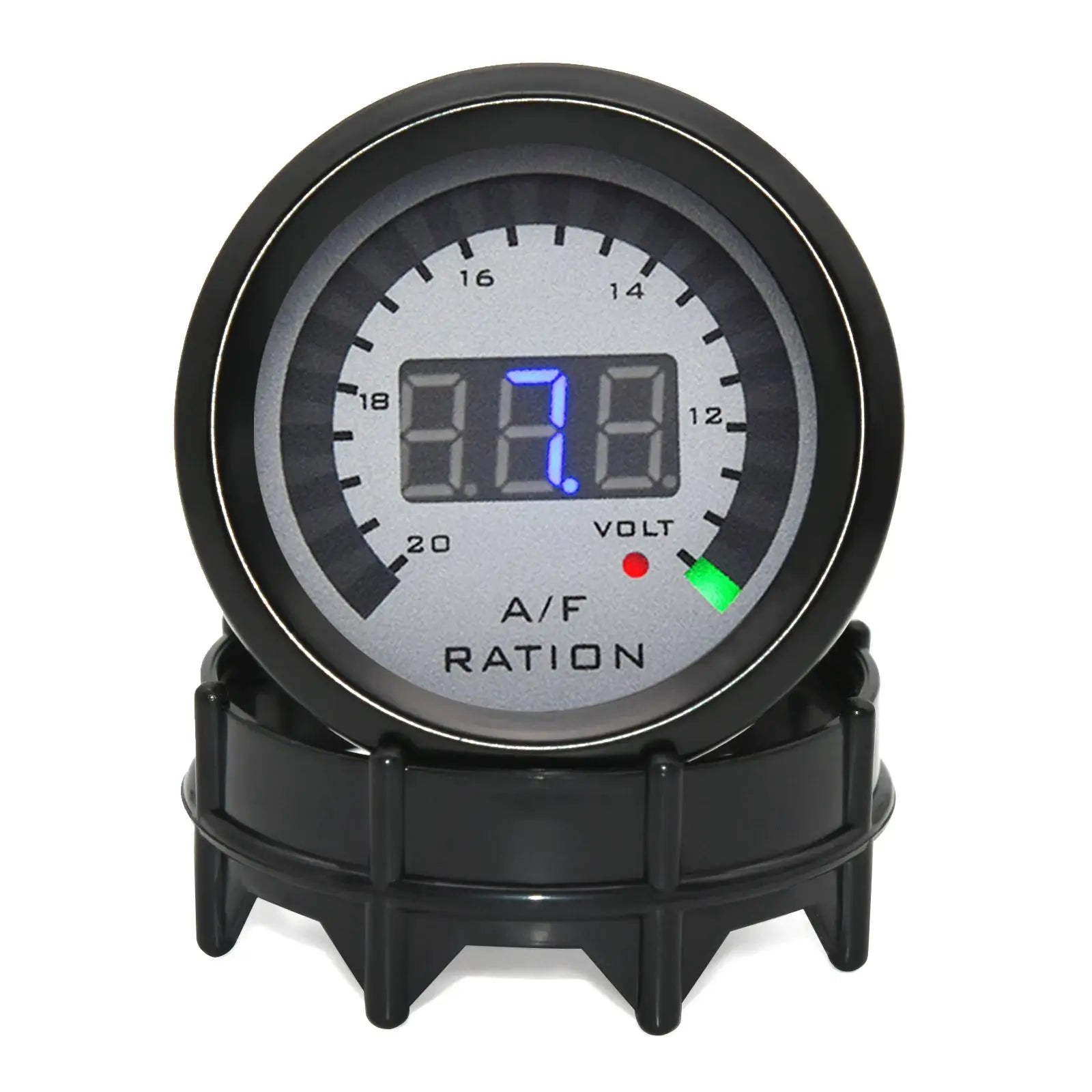 2-in-1 52mm air-fuel ratio and voltmeter car gauge, black housing with digital display