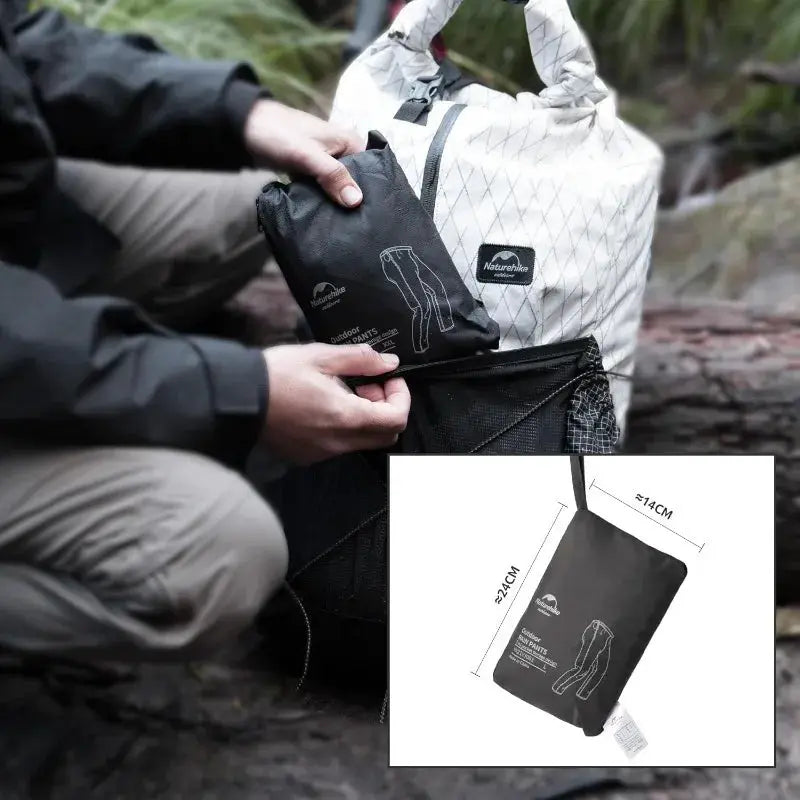 Naturehike rainproof hiking pants; ultralight, waterproof, quick-dry with compact carry pouch