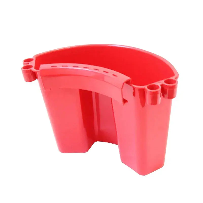 Red plastic bucket organizer attachment for car detailing tools and towels